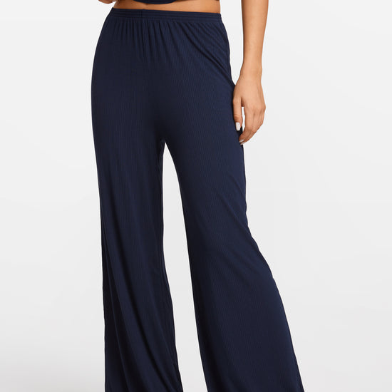 SOULVOR Wide Leg Casual Pants Deep Ocean Blue