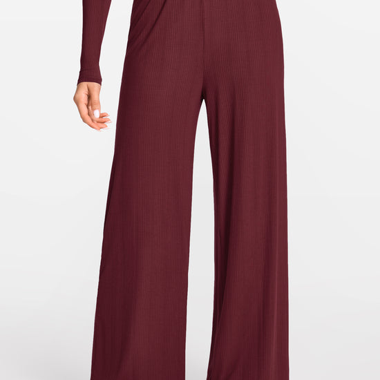 SOULVOR Wide Leg Casual Pants Rum Raisin